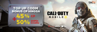 Top up CODM di UniPin, dapat bonus 45% CP + 50% UniPin Credits!